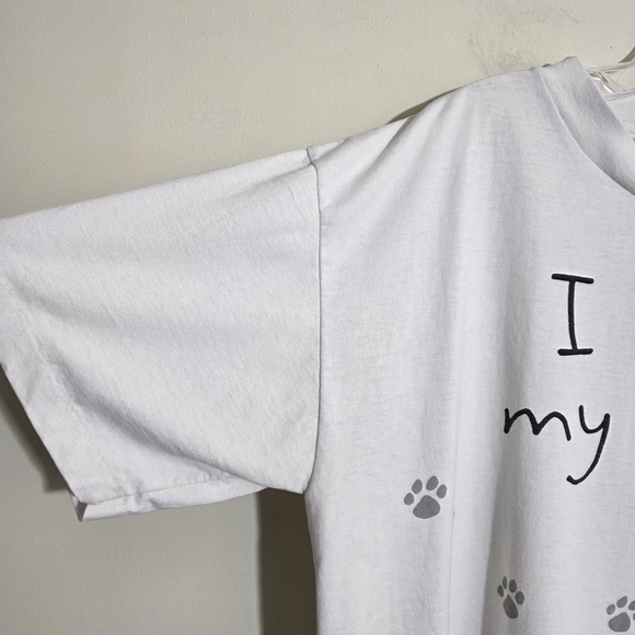 Vintage Hallmark Single Stitch White Tee I Love My Cat Paw Prints Womans Sz XL - Picture 4 of 11